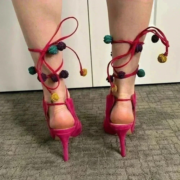Nine West  - Maya Pink Suede Sandal - 6.5 - Picture 2 of 7